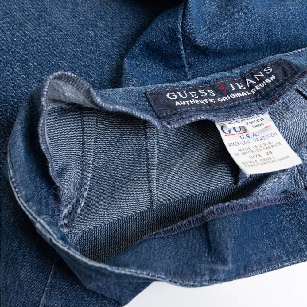 Guess Jeans Flare Side Zip Stretchy Bootcut Y2K Mid Wash Blue Size 29 USA - Picture 15 of 15
